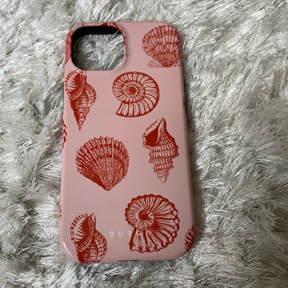 Burga Phone Case Shells Pink w Red Designs